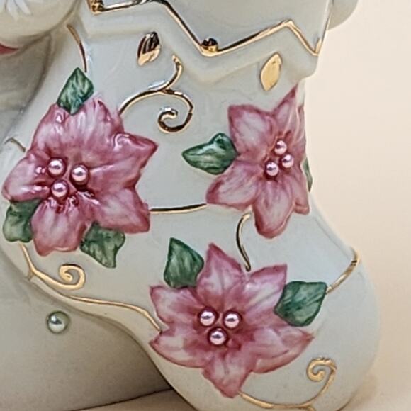 Lenox Petals & Pearls Snowman Stocking Bud Vase Figurine 6386247 w/Original Box - Picture 15 of 16